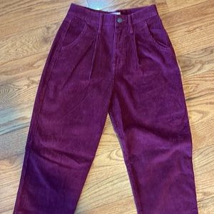 Hollister Size 0/24 Ultra High Rise maroon corduroy pants